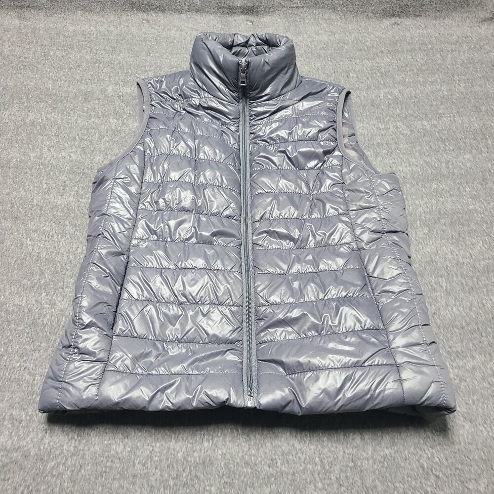 ACTIVE USA Puffer Vest Gray Full Zip Lightweight Women's Large
